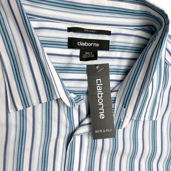 Claiborne 80s 2-Ply Men's Big Tall 2XLT Long Sleeve Button Down Dress Shirt NWT - Picture 7 of 8